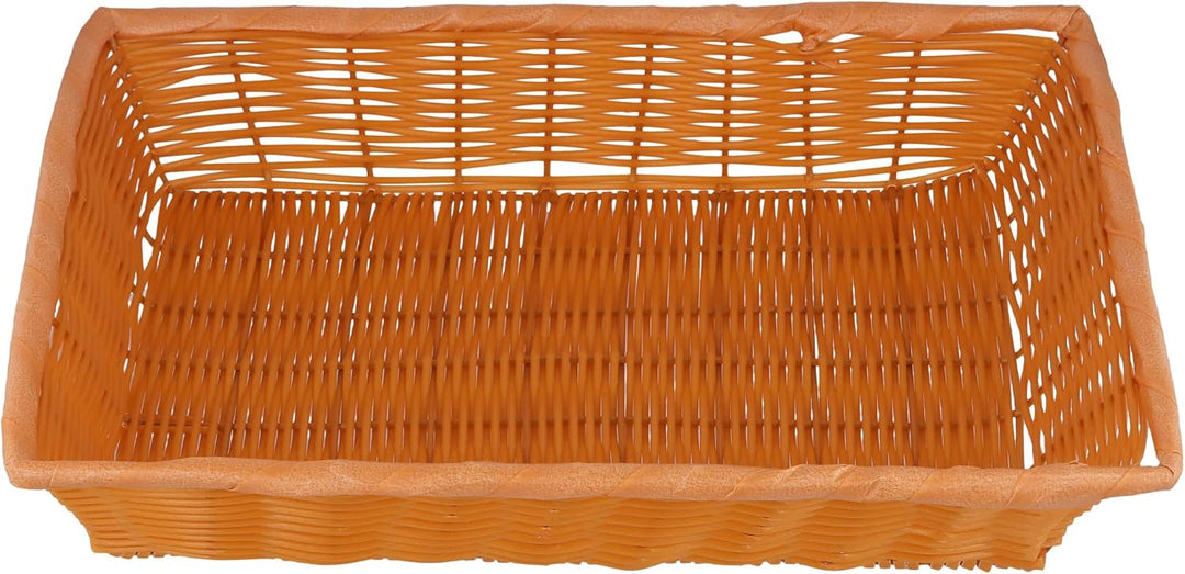 5 Stück Gross Brotkorb Geflochten, 40x30x8cm Rechteckig Brotkörbchen Kunststoff Brot Aufbewahrungsko