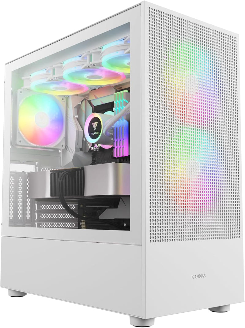 GAMDIAS TALOS M3 MESH ATX Gaming Midi-Tower PC-Gehäuse, Enthält 3 x 120mm ARGB PWM-Lüfter mit Lüfter