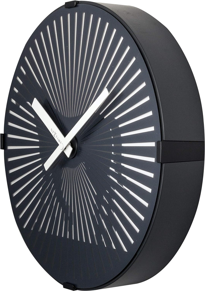 NeXtime Designer Wanduhr Walking Horse, mit optischer Illusion - Pferd läuft, 3218 Schwarz 30 x 7 x