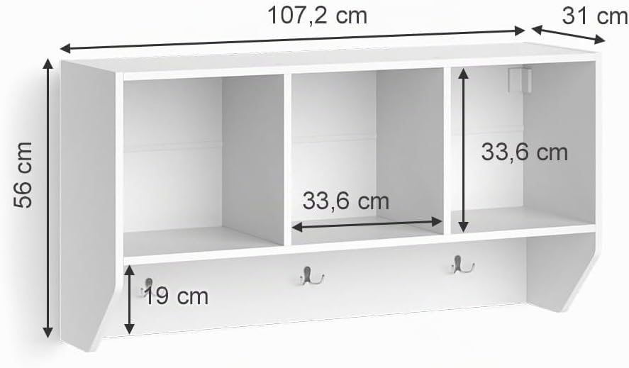 Vicco Wandregal für das Kinderzimmer Luigi, Weiss, 107 x 56 cm Regal 107x56 cm ohne Faltbox, Regal 1