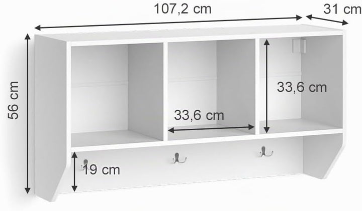 Vicco Wandregal für das Kinderzimmer Luigi, Weiss, 107 x 56 cm Regal 107x56 cm ohne Faltbox, Regal 1