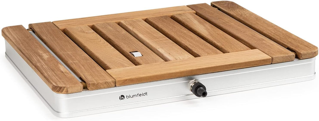 blumfeldt Cool Breeze - Gartendusche, Campingdusche, WPC, Aluminium, Holzoptik, Tragegriff, Gartendu