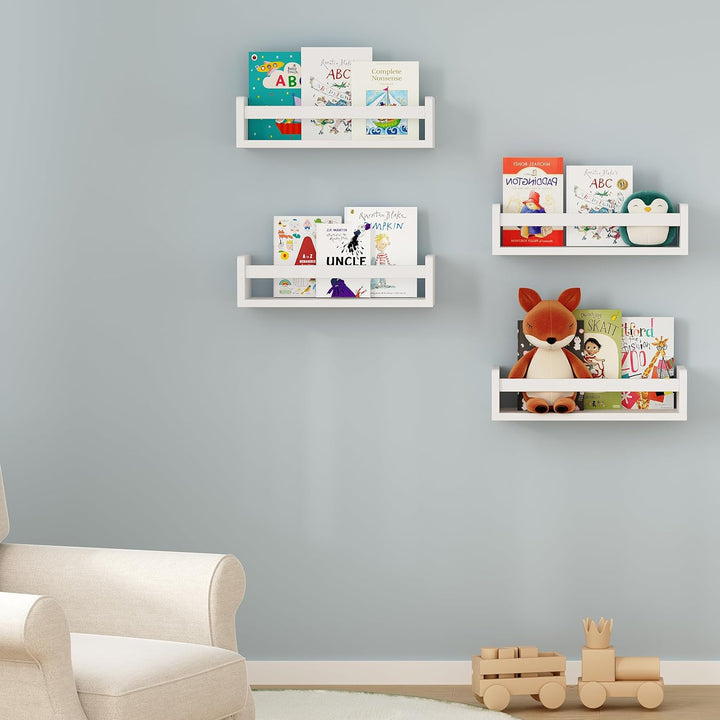 Bücherregal Kinder 2er set,40CM Weiss Nursery Bücherregale für Wand für Kinderzimmer, kleine Wand mo