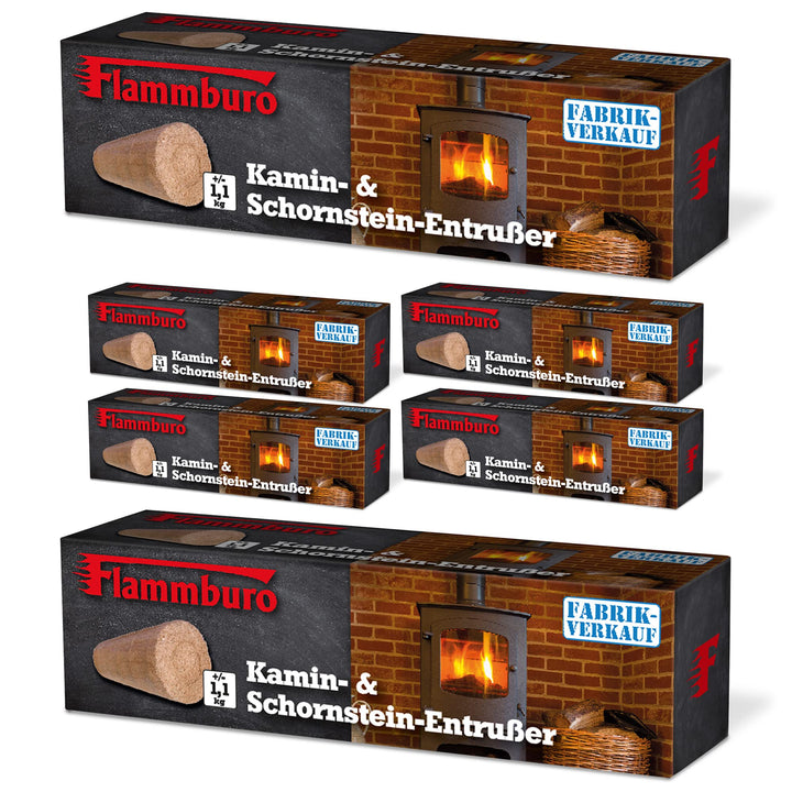 FLAMMBURO Entrusserblock - 6er Pack - Entrusser zum Entfernen von Russ im Herdfeuer, Kaminofen und B