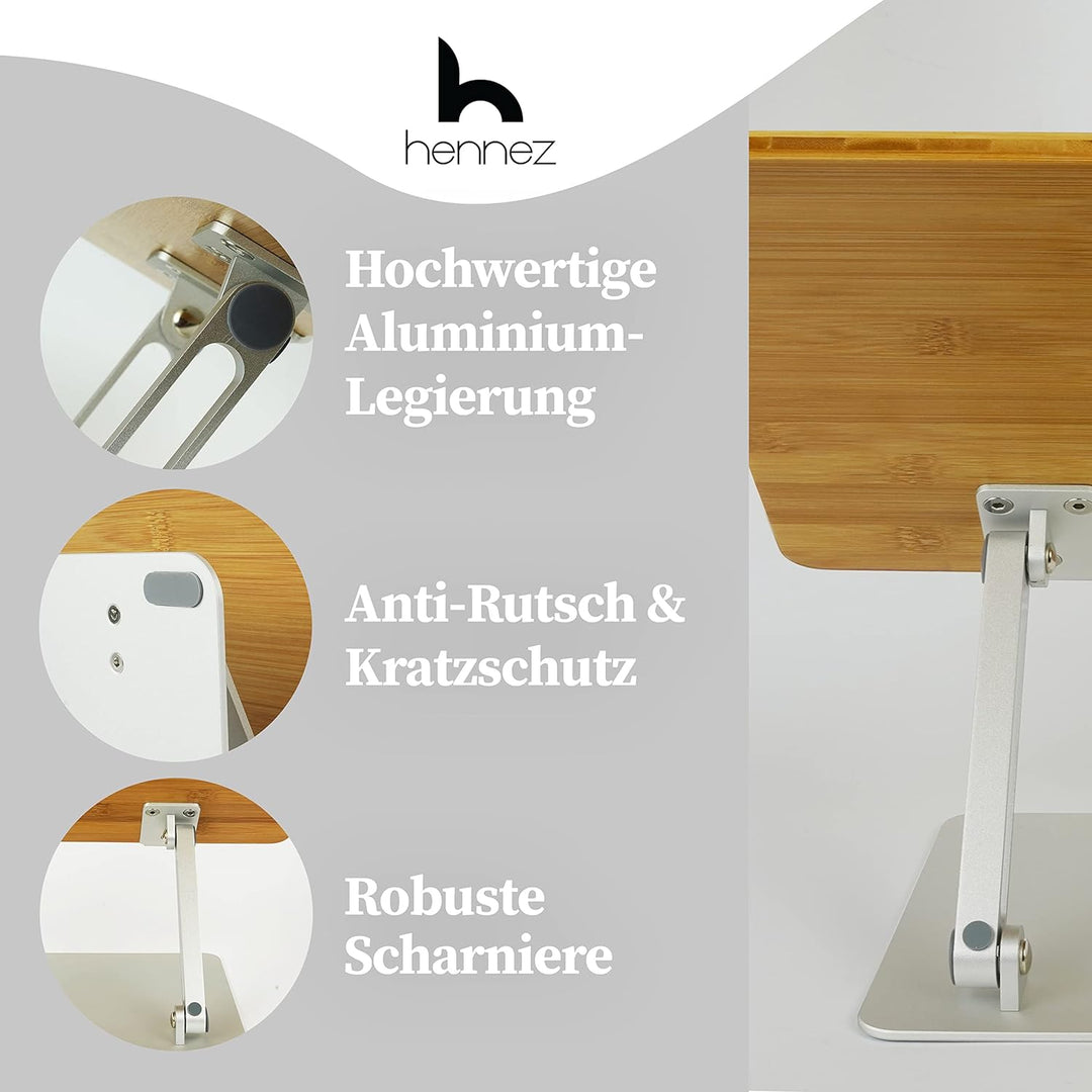 HENNEZ Laptop Ständer Holz höhenverstelbar- Laptop Stand - Notebook Ständer/Macbook Ständer - Laptop