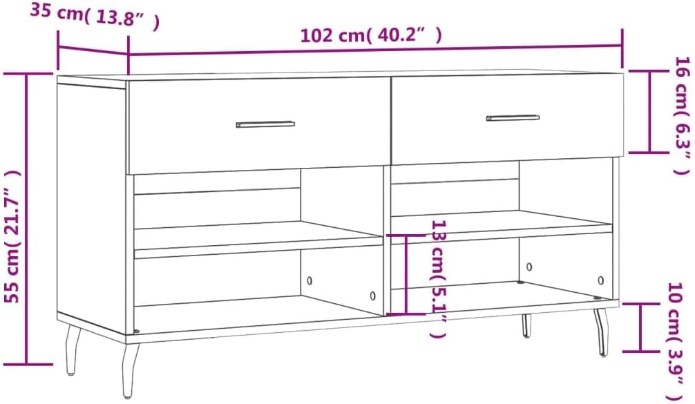 vidaXL Schuhbank, Schuhregal mit 2 Schladen 4 Fächern, Schuhschrank mit viel Stauraum, Sitzbank Flur