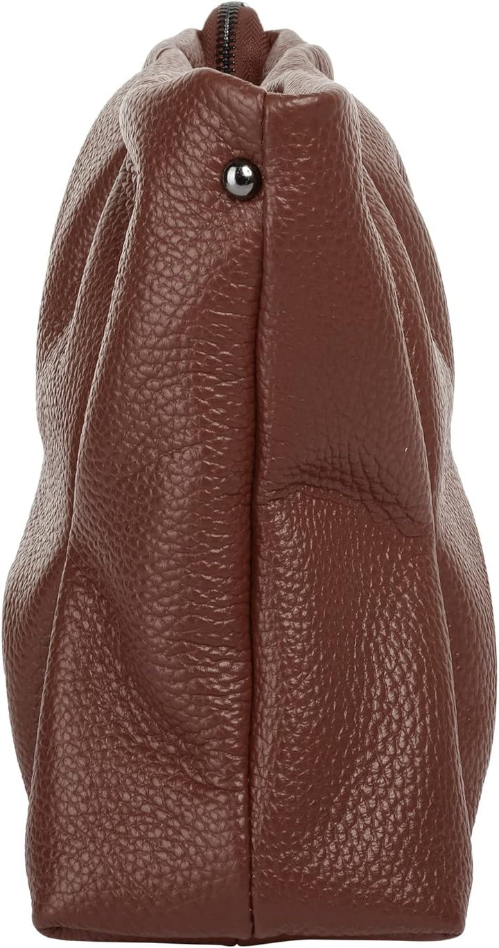 Umhängetasche Echt Leder Damen Made in Italy, Knautsch Clutch, Umhängetasche für Smartphone, Handtas