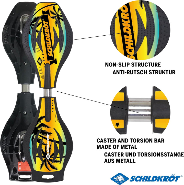 Schildkröt Waveboard Good Vibes, leichtes und wendiges Casterboard, grosses Deck mit Anti-Rutsch Nop
