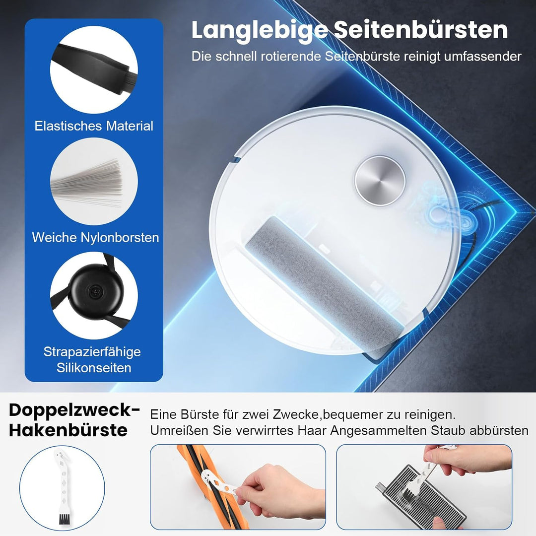 18 Stück Zubehör für Dreame Aqua10 Ultra Track Complete Saugroboter, 1 Hauptbürste 4 Staubbeutel 2 R