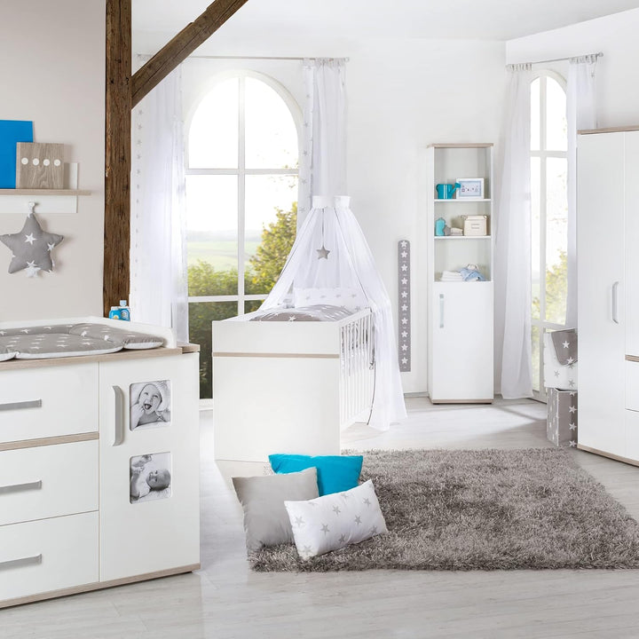 roba Kombi-Kinderbett 'Moritz', 70x140cm, Babybett, weiss, höhenverstellbar, 3 Schlupfsprossen, Komb