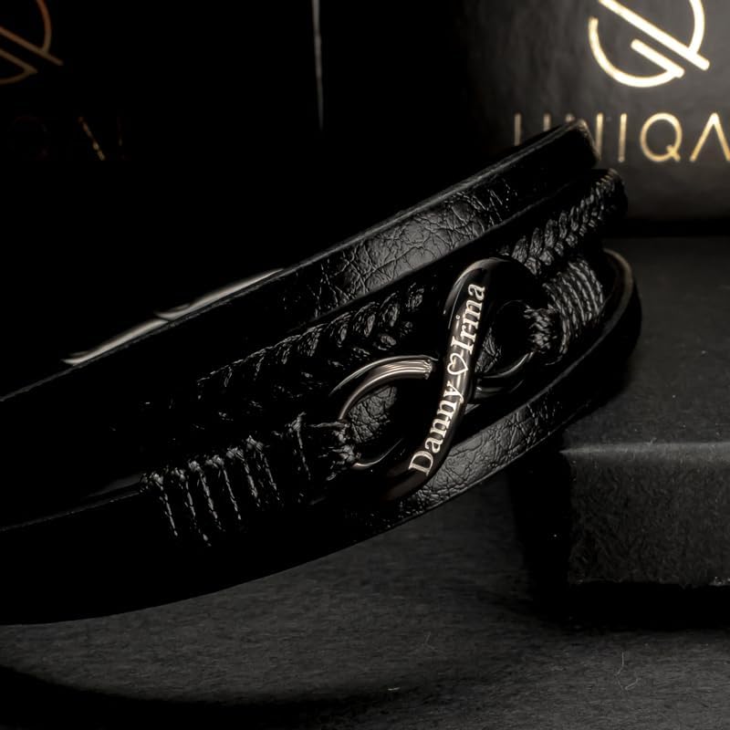 UNIQAL | Personaliesiertes Lederarmband mit Gravur "SHAPE" Herren Damen | Leather Bracelet mens | Ma