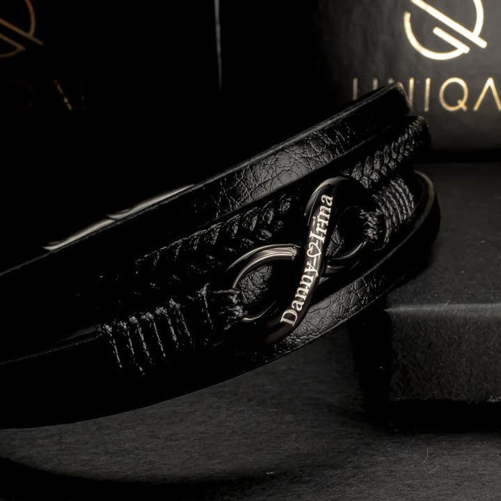UNIQAL | Personaliesiertes Lederarmband mit Gravur "SHAPE" Herren Damen | Leather Bracelet mens | Ma