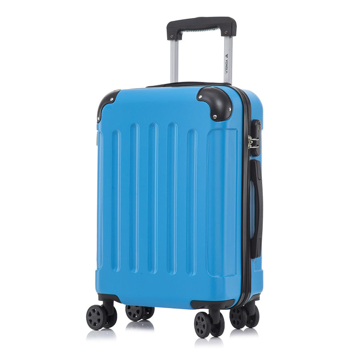 Koffer Suitcase M Blau, Trolley Reisekoffer, Rollkoffer Handgepäck, Kabinenkoffer mit 4 Rollen 360°,