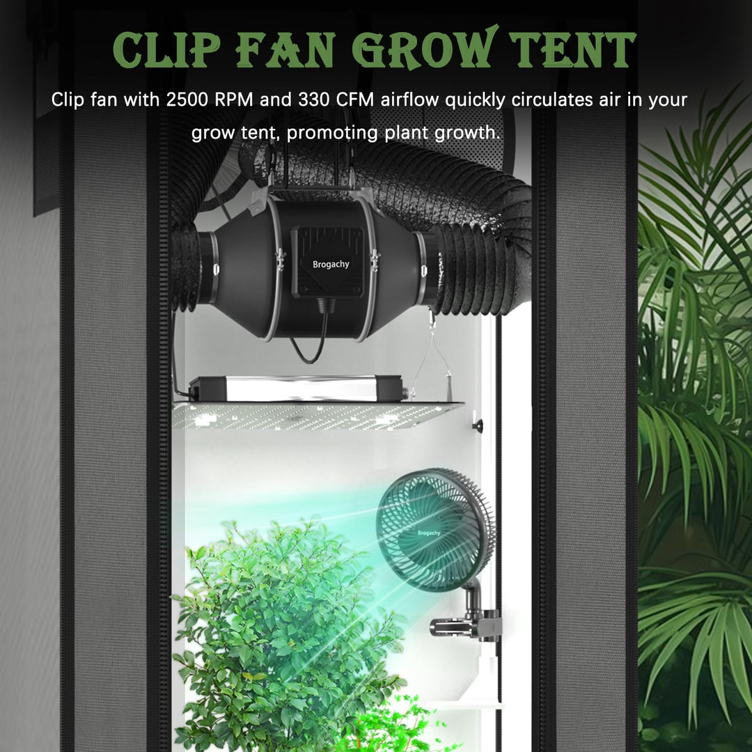 10W Grow Ventilator mit Clip, Automatische Oszillation,EC-Motoren mit 10-Geschwindigkeiten, Schutzar