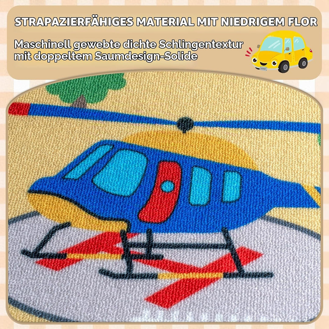 Capslpad Kinder Teppich Spielteppich für Kinder Stadt 150x200cm Rutschfest Kinderteppich Spielmatte