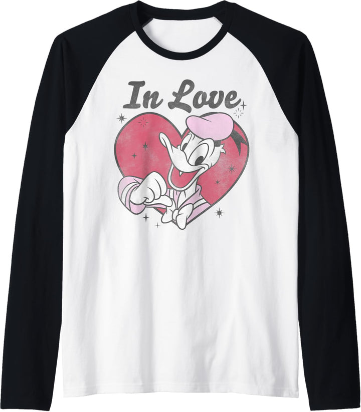Disney Mickey & Friends Valentinstag Donald Love Vintage Raglan