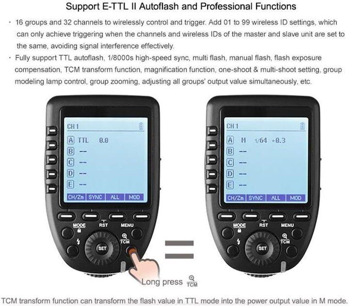 Godox Xpro-C Kamerablitz Abzug für Canon Wireless Remote 2,4 GHz 1/8000s HSS TTL-Konvertierung – Man