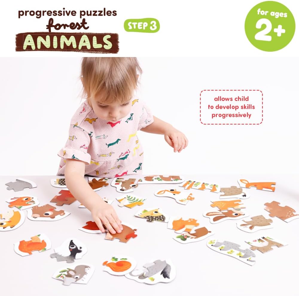 Banana Panda Progressive Puzzles Forest Animals für Kinder ab 2 Jahren - 33 Teile - Tiere - Kinderpu