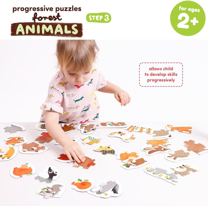 Banana Panda Progressive Puzzles Forest Animals für Kinder ab 2 Jahren - 33 Teile - Tiere - Kinderpu
