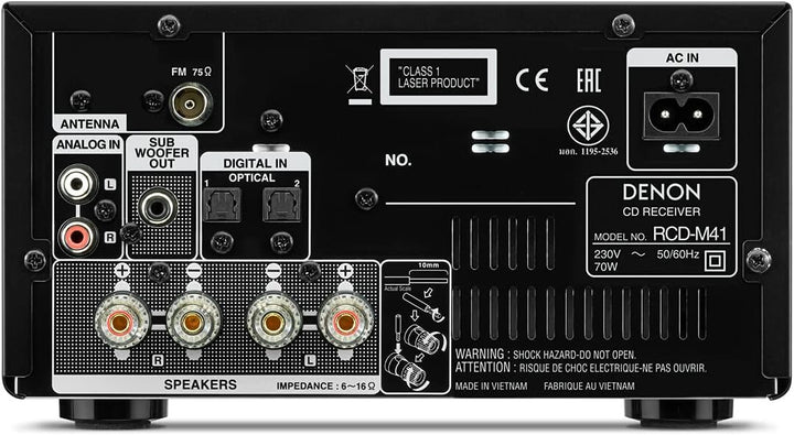 Denon D-M 41 Kompaktes HiFi-System mit 2 x 30 Watt Ausgangsleistung Premium-Silber/Schwarz, Bluetoot