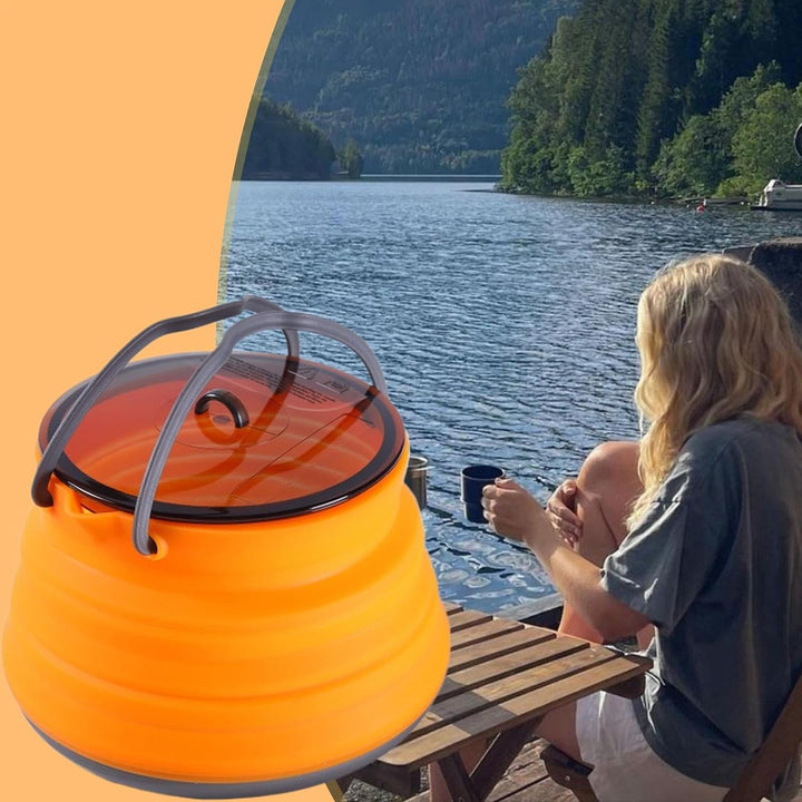 Silikon-Camping-Kochtopf, faltbarer Kaffeekessel, 1,5 l Wasserbehälter mit grossem Fassungsvermögen,