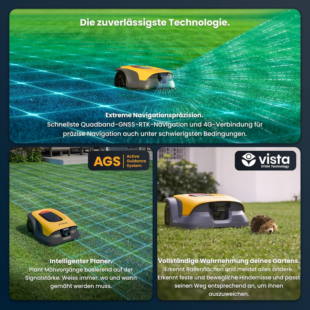 STIGA A 6v a Roboter-Rasenmäher, 18 cm, 25,2 V – KI-integrierte Kamera, App-Steuerung – Rasenflächen