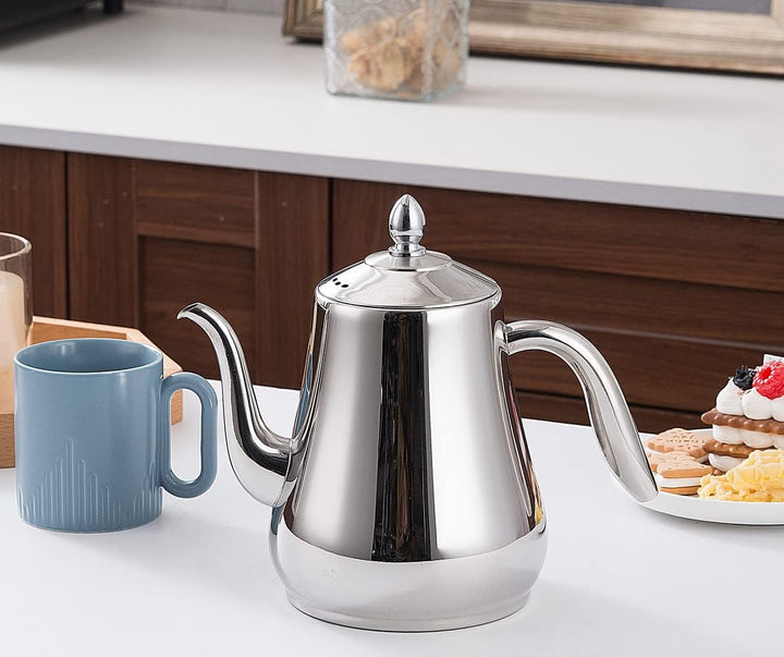 SANQIAHOME 1550ml Edelstahl-Teekanne mit herausnehmbarem Siebeinsatz, Qualitäts-Teekanne mit kleinem