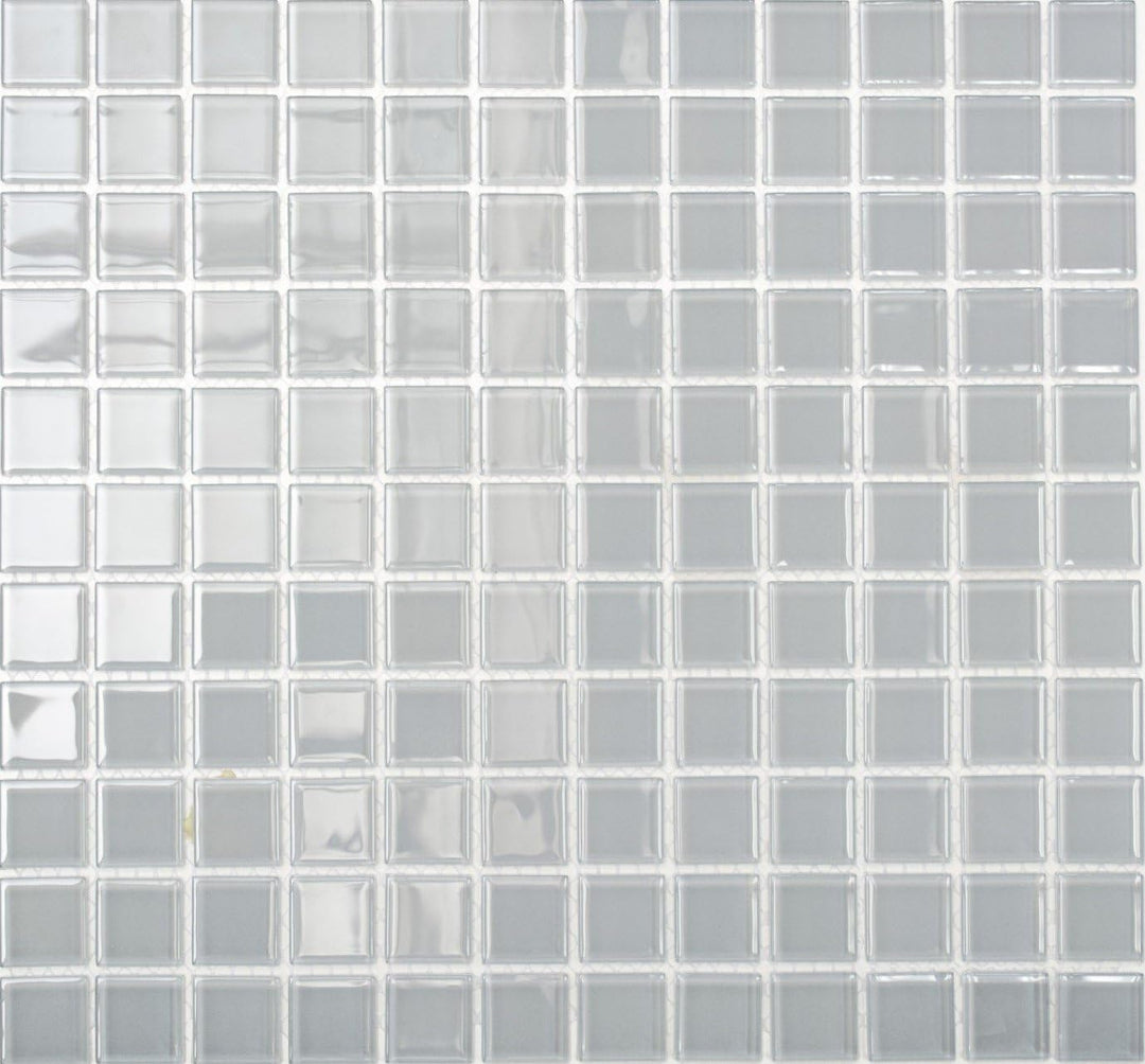 Mosaik Quadrat Crystal uni hellgrau Glasmosaik Transluzent Transparent 3D Fliesenspiegel, Mosaikstei