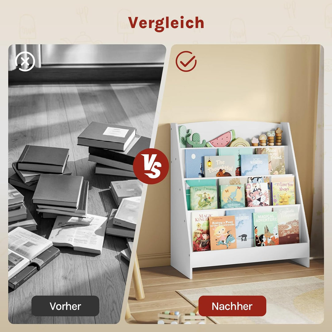 WOLTU Kinderbücherregal für Kinderzimmer Kindergarten, Bücherregal Kinder mit 4 Ebenen, Kinderregal