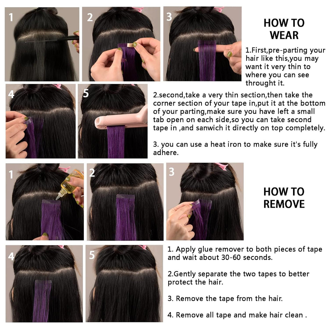 HotLulana Tape In Extensions Echthaar Bleach Blonde Real Hair Extensions 20Pieces 50g Skin Weft Hair