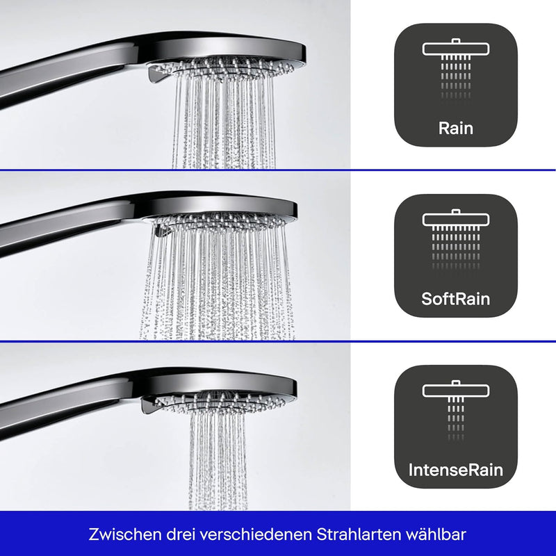 Duravit Universal Duschsystem, Duschset mit 3 Strahlarten (Rain, Intense Rain, Soft Rain), Duschstan