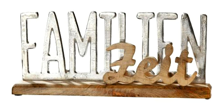 GILDE Familien Zeit Deko Alu und Mango Holz ca 43 cm
