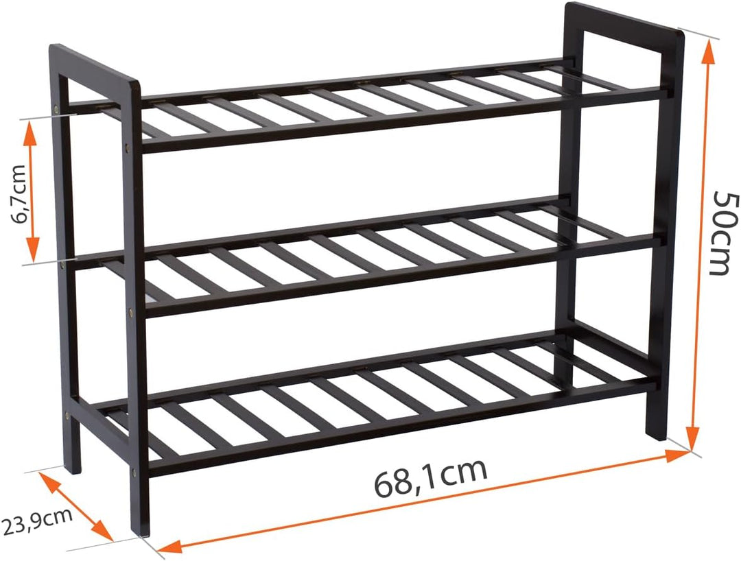 diMio Bambus Schuhregal mit 3 Ebenen (Espresso), Espresso