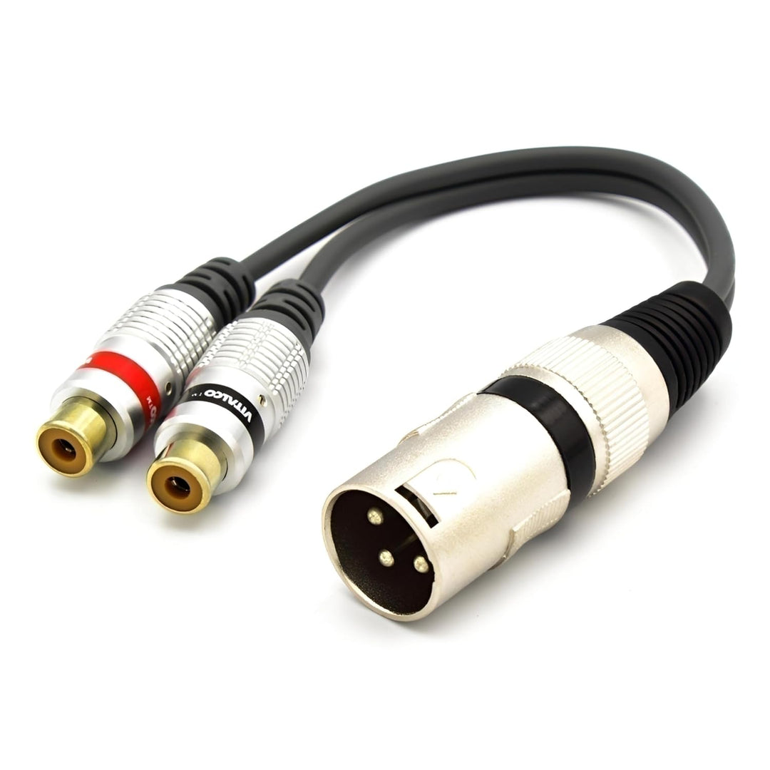 XLR Stecker auf 2x Cinch Buchse Adapter Mikrofon 3 Polig auf Chinch Audio Kabel Adapter XLR Male 2x