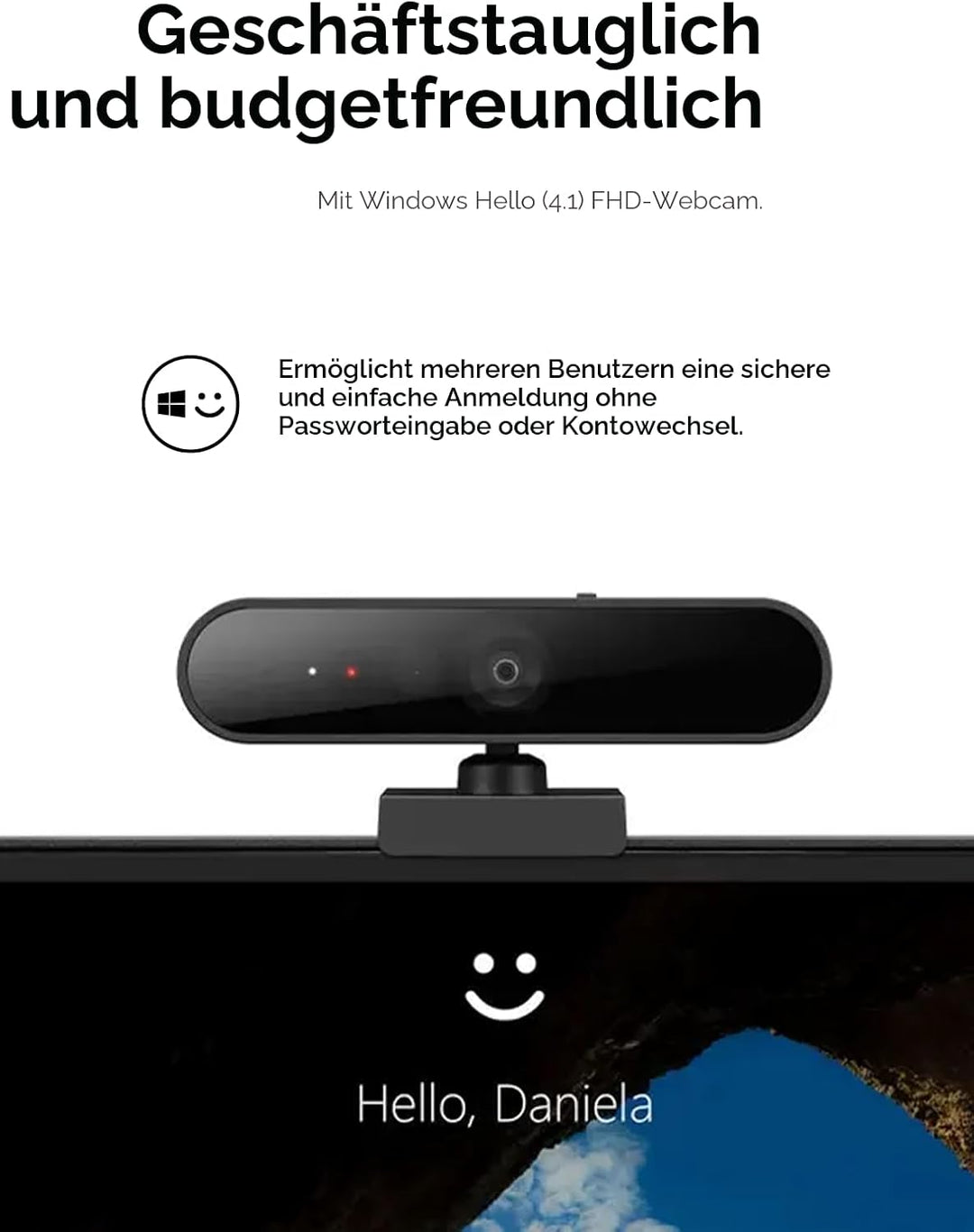 Unbekannt Lenovo Performance FHD Webcam - Webcam - schwenken/neigen Schwarz Einheitsgrösse, Schwarz