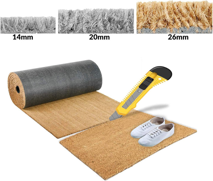ANRO Kokosmatte Fussmatte Abstreifer Abtreter viele Grössen und Höhen Naturprodukt Rollenware Dicke