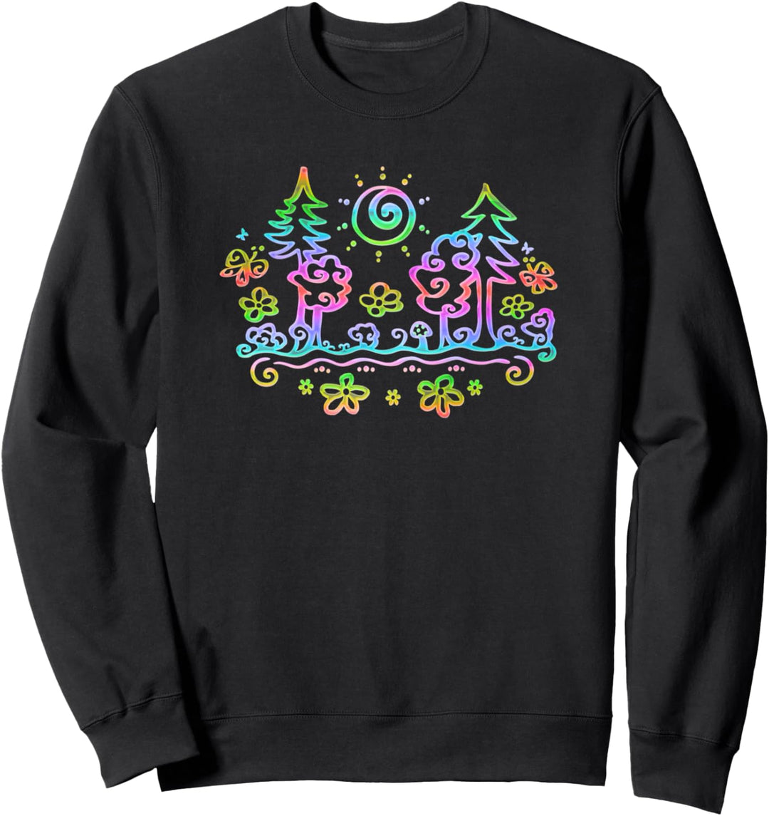 Wald, Natur, Wandern, Sommer, Festival, Blumen, Sonne, Glück Sweatshirt