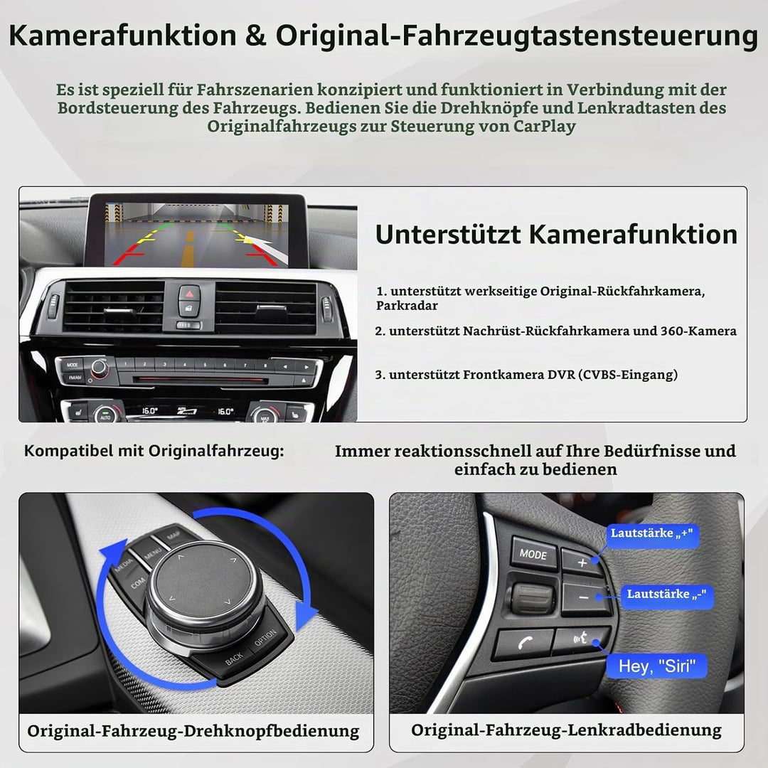 Road Top Wireless Carplay Android Auto für BMW 1 2 3 4 5 6 7 M3 M4 M5 X1 X2 X3 X4 X5 X6 2017-2020 Ja