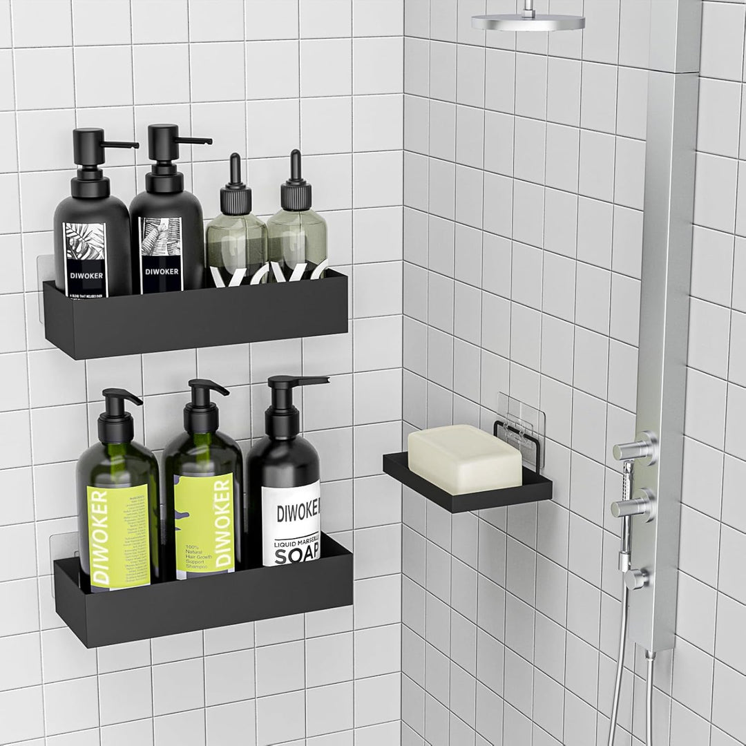 Diwoker Duschablage Ohne Bohren - 3 Stück Duschregal Badezimmer Organizer mit Seifenschale Shampoo H