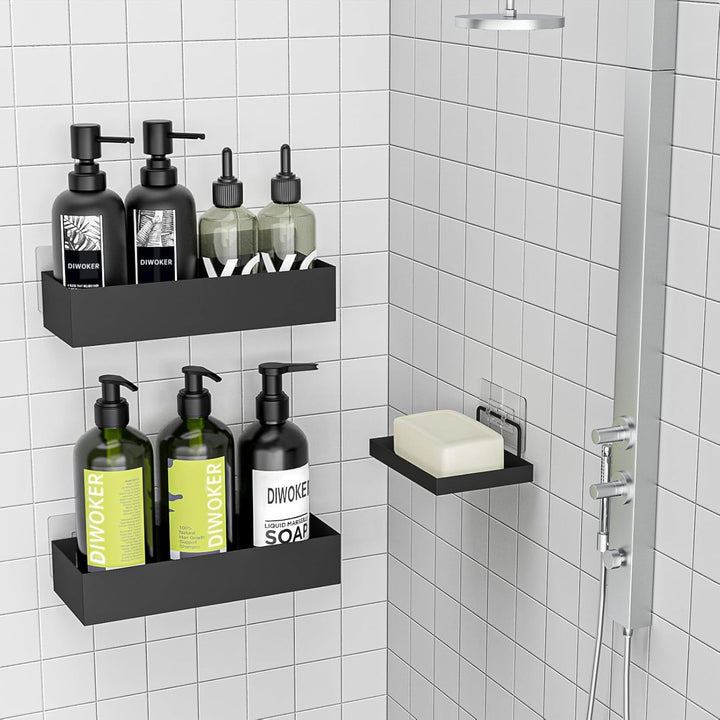 Diwoker Duschablage Ohne Bohren - 3 Stück Duschregal Badezimmer Organizer mit Seifenschale Shampoo H