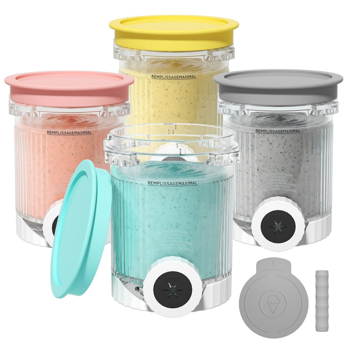 4 Stück Behälter für Ninja CREAMi Swirl, 480ML Eisbehälter für Ninja Eismaschine NC700 & NC701EU Ser