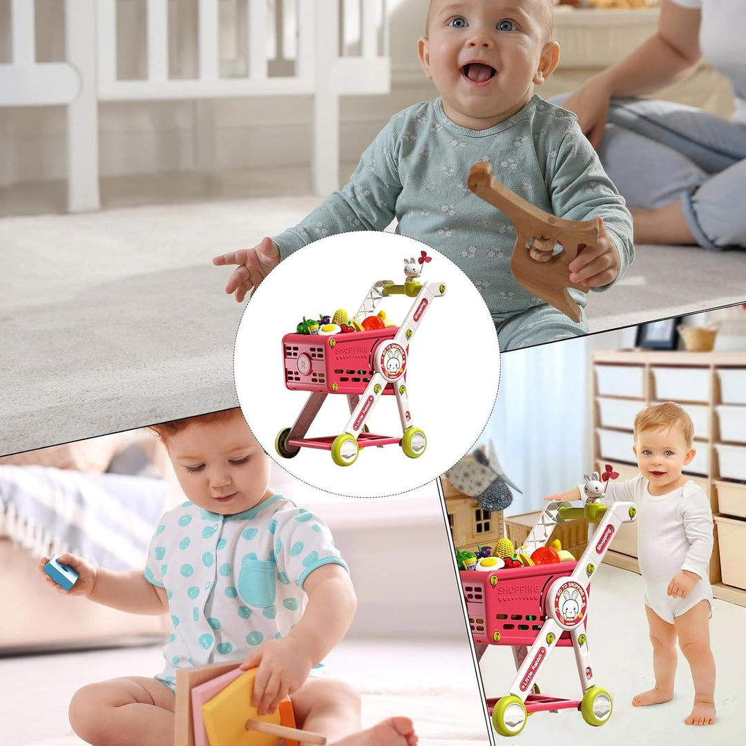 Spiel-Einkaufswagen Interaktives Rollenspiel mit Lernspielküche | Spielzeug-Einkaufswagen Trolley Ro