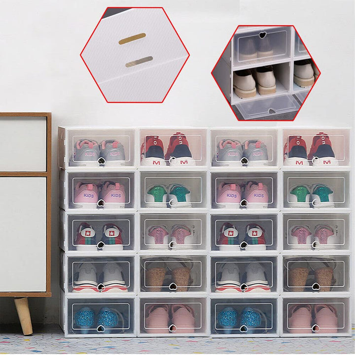 Schuhboxen, 20er Pack Schuhkartons, faltbar und stapelbar mit Sichtfenster Aufbewahrungsbox Stapelba
