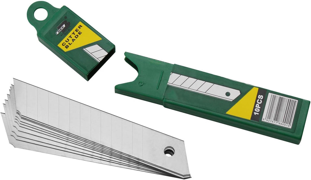 10 Profi Cuttermesser Teppichmesser inkl. 30 Ersatzklingen | 18mm Klinge | sicherer, stabiler Klinge