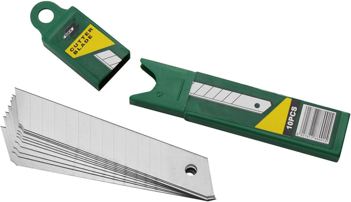 10 Profi Cuttermesser Teppichmesser inkl. 30 Ersatzklingen | 18mm Klinge | sicherer, stabiler Klinge
