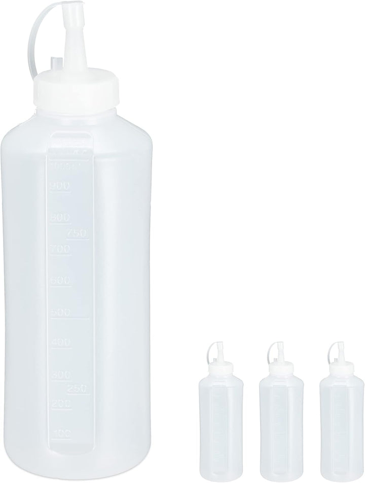 Relaxdays 8 x Quetschflasche, 1000 ml, für Saucen, Spritzflasche zum Befüllen, Squeeze Flasche, Kuns