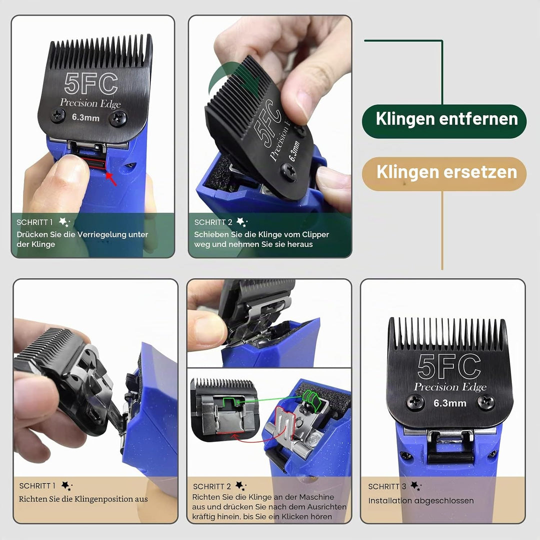 7FC/5FC/4FC Edelstahl Hundeschermaschinenklingen,kompatibel mit Heiniger/Andis/Oster A5/Wahl KM10 Se