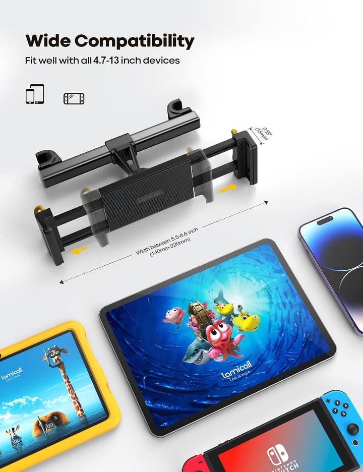 Lamicall Tablet Halterung Auto, Tablet Kopfstützenhalter - 2024 Universal KFZ Halter für iPad Pro 9.