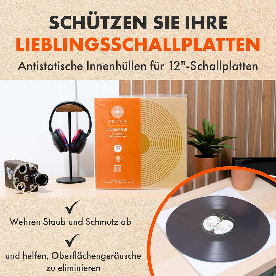 50x 12 Innenhüllen Für LP Schallplatten | Audiophile 12 Zoll Antistatische Gefüttert Vinyl Schutzhül