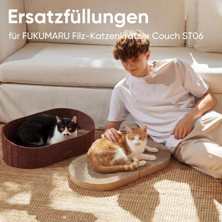 FUKUMARU 2er Set Ersatz-Kratzbrett für Katzen, Kratzpappe 60 x 31 cm (Dicke: 3.5 cm), hochwertige Kr